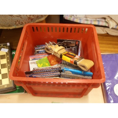 358 - MIXED BOX OF ITEMS. INCLUDES A NEW/PACKAGED B-SQUARE FISHING SINGLE-HAND ROD, 100M LINE WITH SYSTEM ... 