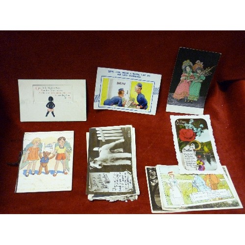90 - QUANTITY OF VINTAGE POSTCARDS & GREETINGS CARDS. MIXED STYLES AND AGE.