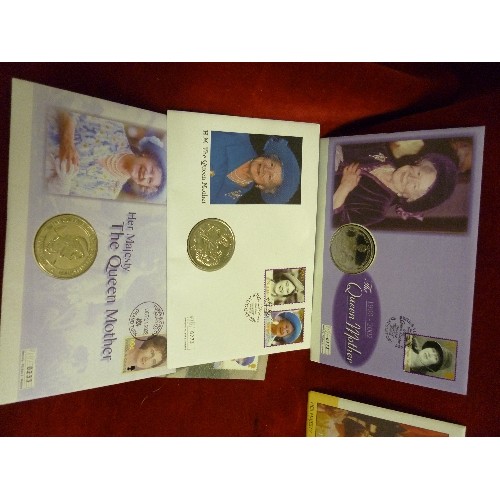 124 - QUANTITY OF FIRST DAY COVER COINS. MAINLY THE QUEEN MOTHER.