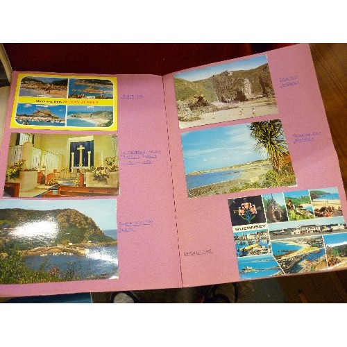 161 - 6 X SCRAPBOOKS CONTAINING VINTAGE POSTCARDS. INCLUDES MANY EUROPEAN AND UK CITIES.