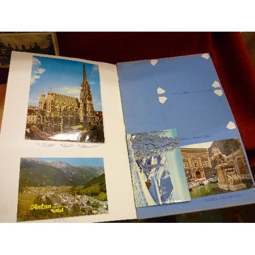 161 - 6 X SCRAPBOOKS CONTAINING VINTAGE POSTCARDS. INCLUDES MANY EUROPEAN AND UK CITIES.