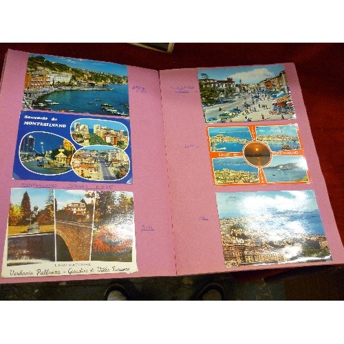 161 - 6 X SCRAPBOOKS CONTAINING VINTAGE POSTCARDS. INCLUDES MANY EUROPEAN AND UK CITIES.