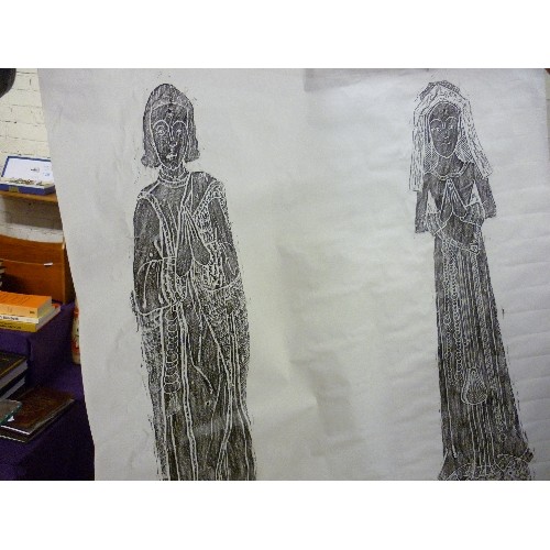 170 - LARGE ECCLESIASTICAL BRASS RUBBINGS. 6 X ROLLED PAPER SHEETS.
