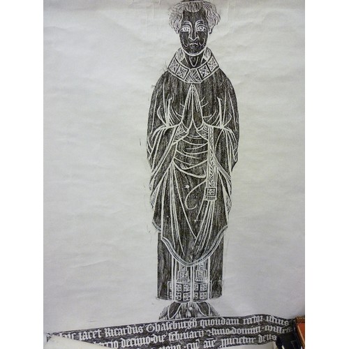 170 - LARGE ECCLESIASTICAL BRASS RUBBINGS. 6 X ROLLED PAPER SHEETS.