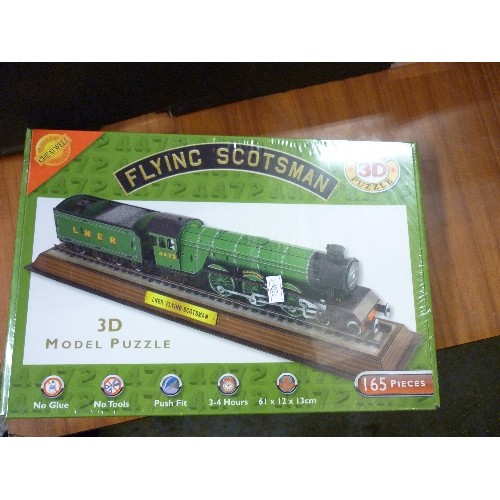 306 - RAILWAY/TRAIN INTEREST. BRAND-NEW/BOXED FLYING SCOTSMAN 3D MODEL PUZZLE, FLYING SCOTSMAN SCALE MODEL... 