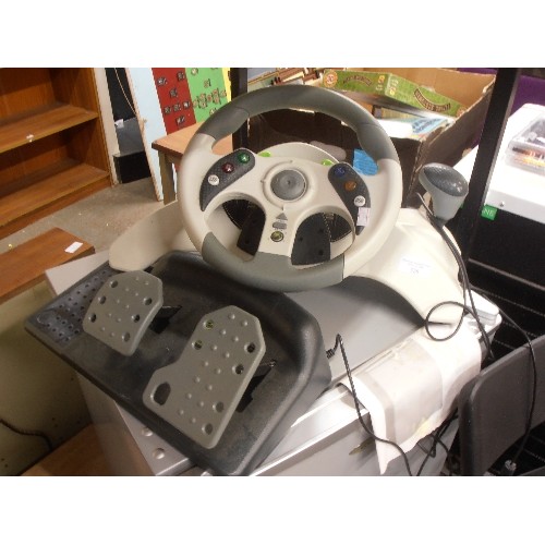 326 - MC2 ACTION GAME WITH STEERING WHEEL AND FOOT PEDALS