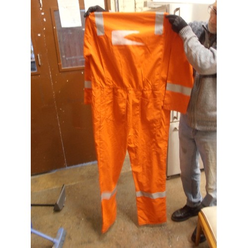 349 - LOURESCENT ORANGE WORK BOILER SUIT/OVERALLS. XL. PIONER DUPONT NOMEX.