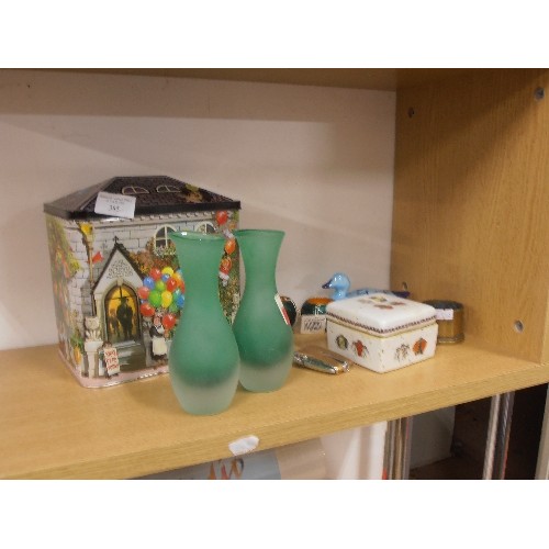 434 - LARGE SHELF OF KITCHEN AND HOUSEHOLD ITEMS. INC RETRO CROCKERY. A BRAND-NEW GIFT-BOXED JOHN LEWIS MU... 