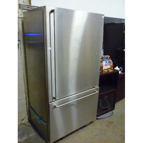 415 - LARGE GAGGENAU INDUSTRIAL FRIDGE/FREEZER. SK590 264/1 BRUSHED STEEL.