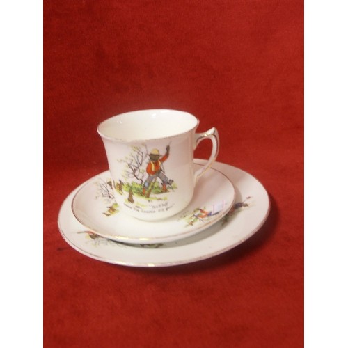 3 - VINTAGE NURSERY TRIO ATLAS CHINA YOU'LL LAFF WHEN I'VE LOADED DIS GUN