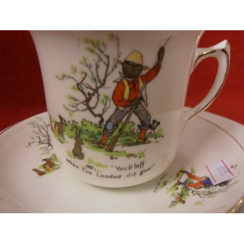 3 - VINTAGE NURSERY TRIO ATLAS CHINA YOU'LL LAFF WHEN I'VE LOADED DIS GUN