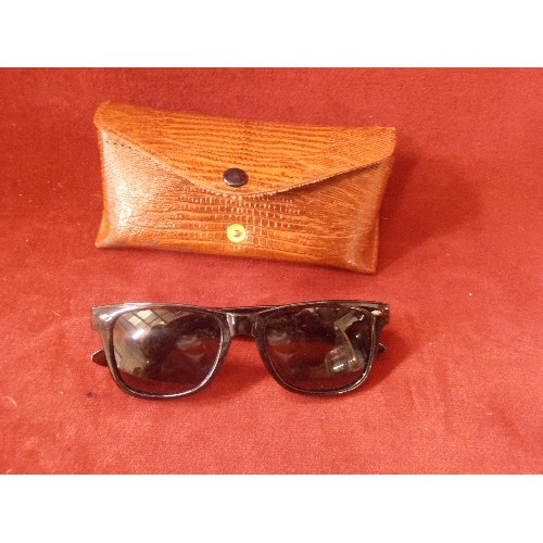 9 - FAUX TORTOISE SHELL RAY BAN SUNGLASSES IN LEATHER CASE