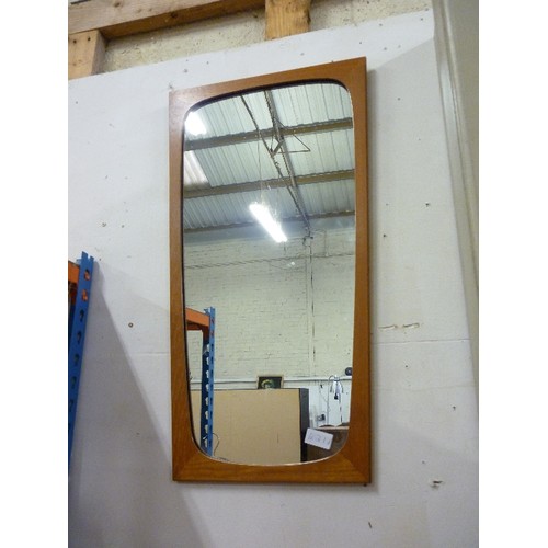 421A - SIMPLE RETRO TEAK FRAMED WALL MIRROR