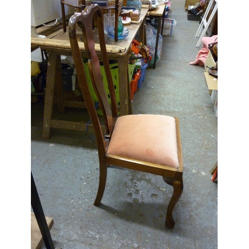 445 - 1920'S QUEEN-ANNE STYLE DINING CHAIR WITH DROP SEAT.