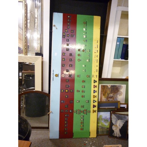 455 - BOY-SCOUT/BADEN POWELL INTEREST. VERY LARGE VINTAGE PAINTED WOODEN DISPLAY BOARD, DISPLAYING A LARGE... 