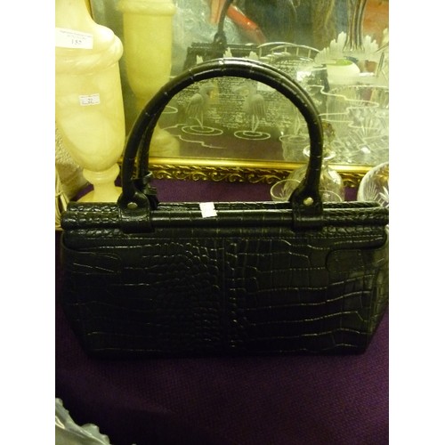 83 - 'JASPER CONRAN' STYLE, BLACK 'MOC CROC' HANDBAG. NEW CONDITION.