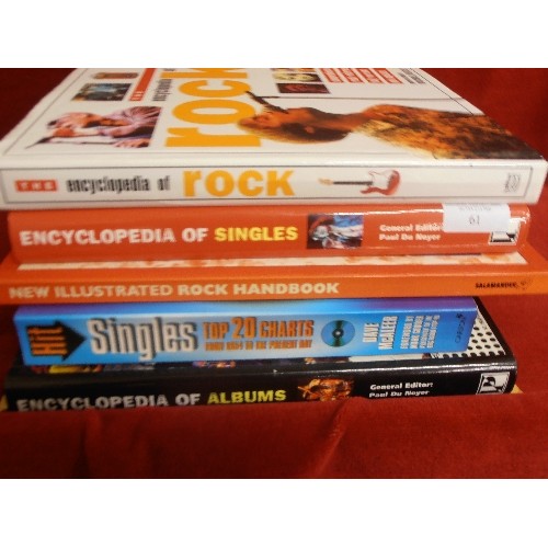 61 - POP/ROCK   - 6 HARDBACK BOOKS -  ENCYCLOPEDIA OF SINGLES,  ENCYCLOPEDIA OF ALBUMS,  SINGLES TOP 20 C... 