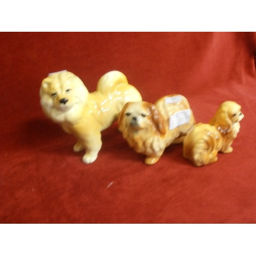 76 - CHOW CHOW FIGURE AND 2 PEKINGESE DOG FIGURES