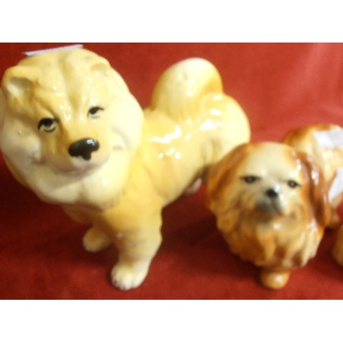 76 - CHOW CHOW FIGURE AND 2 PEKINGESE DOG FIGURES