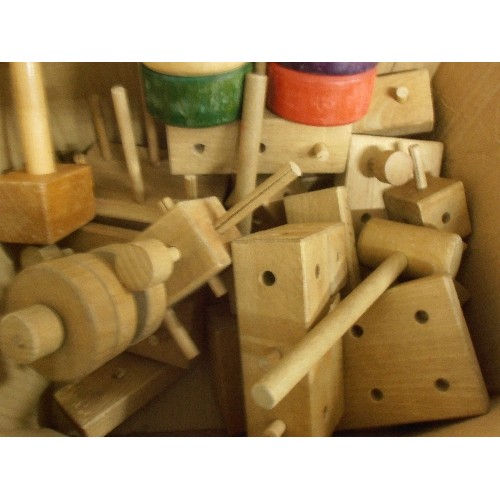 87 - CHILDRENS JAPANESE  WOODEN BLOCK DOLL & OTHER WOODEN BLOCK TOYS