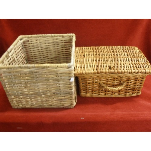 92 - GOOD SELECTION OF BASKETS INCLUDING WICKER SHOPPING BASKETS ETC