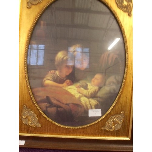 97 - VICTORIAN STYLE PRINT OF CHILDREN IN ORNATE FRAME