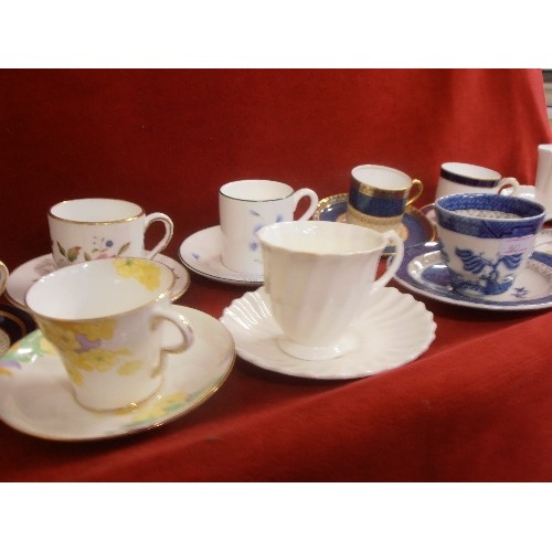 110 - COLLECTION OF  11 COFFEE CUPS AND SAUCERS INCLUDING ROYAL WORCESTER, AYNSLEY, SHELLEY AND DOULTON, A... 