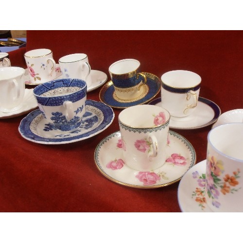 110 - COLLECTION OF  11 COFFEE CUPS AND SAUCERS INCLUDING ROYAL WORCESTER, AYNSLEY, SHELLEY AND DOULTON, A... 