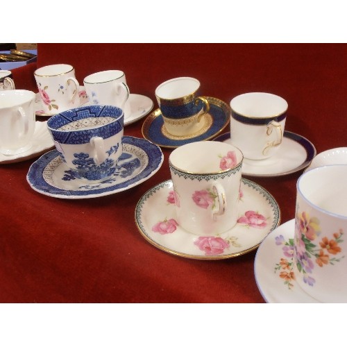 110 - COLLECTION OF  11 COFFEE CUPS AND SAUCERS INCLUDING ROYAL WORCESTER, AYNSLEY, SHELLEY AND DOULTON, A... 