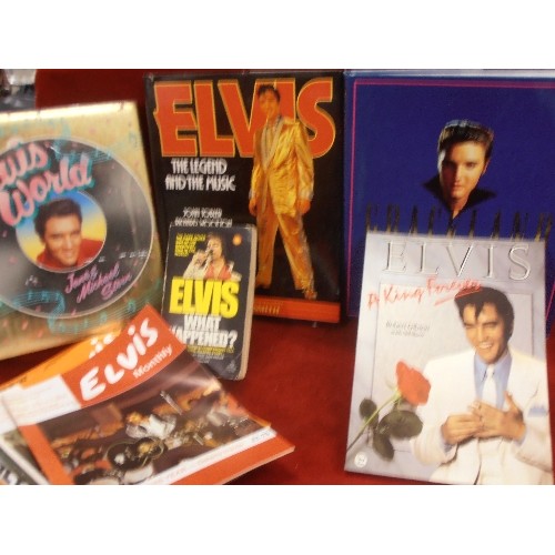 142 - VINTAGE ELVIS INTEREST. INCLUDES COLLECTORS OFFICIAL STORAGE BOX [FULL]FOR ELVIS ARTIFACTS ETC. ALSO... 