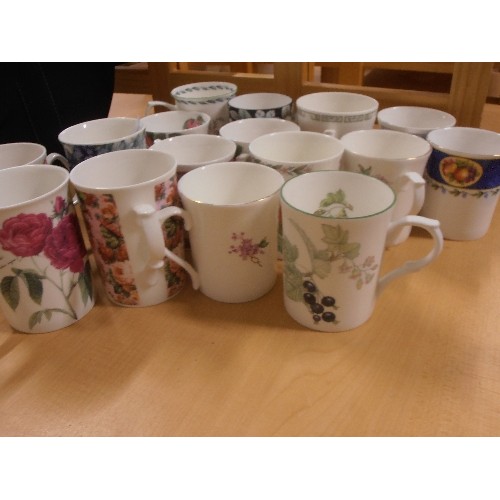 146 - 16 X GOOD QUALITY BONE-CHINA MUGS. MOSTLY FLORAL.