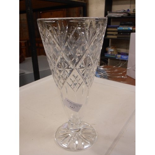 147 - WEBB CORBETT CUT GLASS VASE. 26CM H.