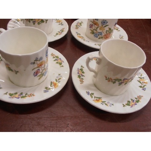 158 - AYNSLEY COTTAGE GARDEN COFFEE-SERVICE. INC COFFEE POT, SUGAR & MILK. 8 COFFEE CUPS/SAUCERS.