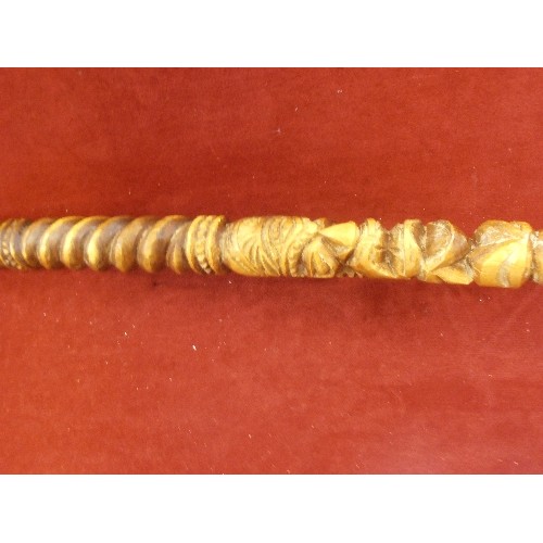 175 - AFRICAN NAIVELY CARVED WOODEN WALKING STICK.