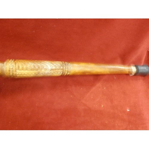 175 - AFRICAN NAIVELY CARVED WOODEN WALKING STICK.