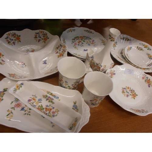 177 - AYNSLEY COTTAGE GARDEN ITEMS. 13 PIECES INC SERVING DISHES, VASES, MUGS ETC.