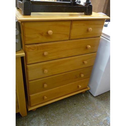 329 - PINE 6 DRAWER CHEST. APPROX 84CM W.