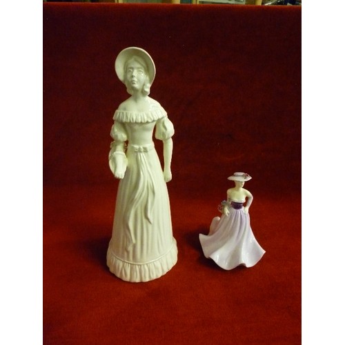 3 - OCLEY CRAFT HANNAH LADY FIGURE 29CM AND COALPORT LOTETTA FUGURE 14CM