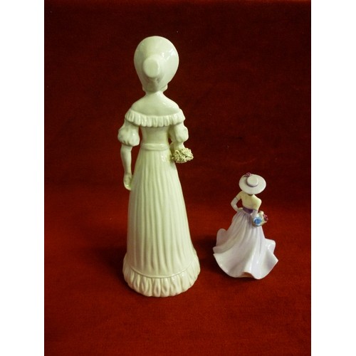 3 - OCLEY CRAFT HANNAH LADY FIGURE 29CM AND COALPORT LOTETTA FUGURE 14CM