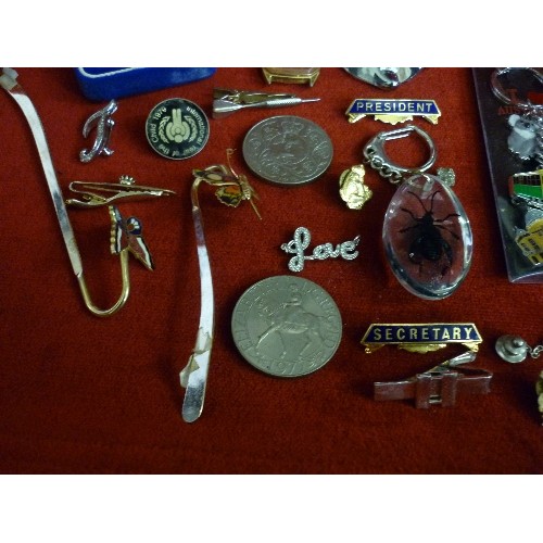 6 - BOX OF COSTUME JEWELLERY, COINS, LORUS WATCH,RNA CUFFLINKS, ETC