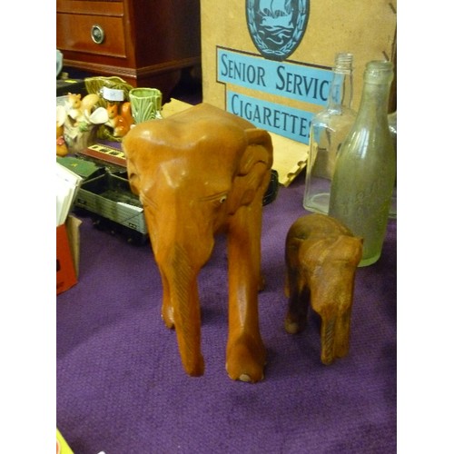 102A - 2 WOODEN ELEPHANT FIGURES