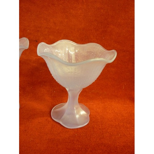 62A - SET OF 4 ARCOPAL FROSTED BLUE GLASS SUNDAE DISHES