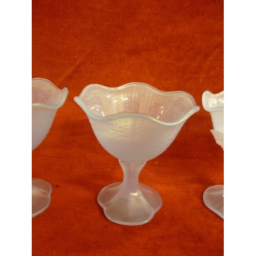 62A - SET OF 4 ARCOPAL FROSTED BLUE GLASS SUNDAE DISHES