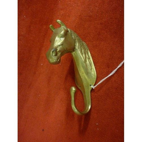 71A - BRASS HORSE HEAD COAT HOOK