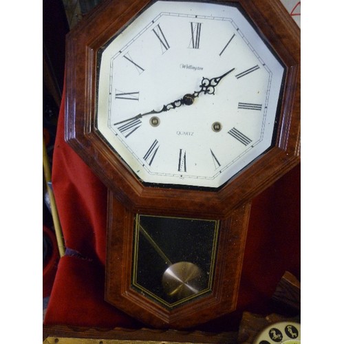 236A - 2 WOODEN WALL CLOCKS AND 2 WOODEN BAROMETERS