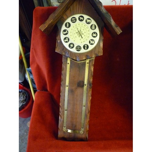 236A - 2 WOODEN WALL CLOCKS AND 2 WOODEN BAROMETERS