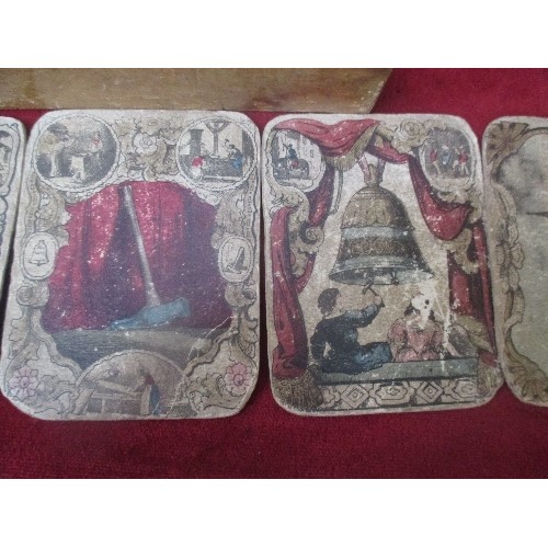 49 - RARE VICTORIAN GAME OF SCHIMMELL OR THE BELL & HAMMER COMPLETE WITH 5 PRINTED CARDS, A HAMMER MALLET... 