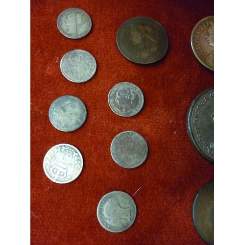 120 - COLLECTION OF VICTORIA AND EARLIER BRITISH COINS TO INCLUDE SILVER COINS (1900 HALF CROWN FINE, 2 X ... 