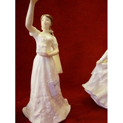 15 - 3 ROYAL DOULTON BONE CHINA FIGURES IN WHITE DRESSES FROM THE 