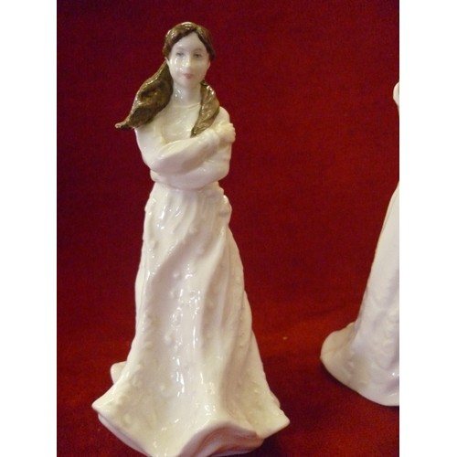 15 - 3 ROYAL DOULTON BONE CHINA FIGURES IN WHITE DRESSES FROM THE 